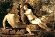 TINTORETTO, Jacopo Adam and Eve ar oil on canvas